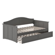 AFI Nantucket Mid-Century Solid Wood Daybed with Twin Trundle in Gray
