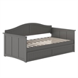 AFI Nantucket Mid-Century Solid Wood Daybed with Twin Trundle in Gray