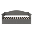 AFI Nantucket Mid-Century Solid Wood Daybed with Twin Trundle in Gray