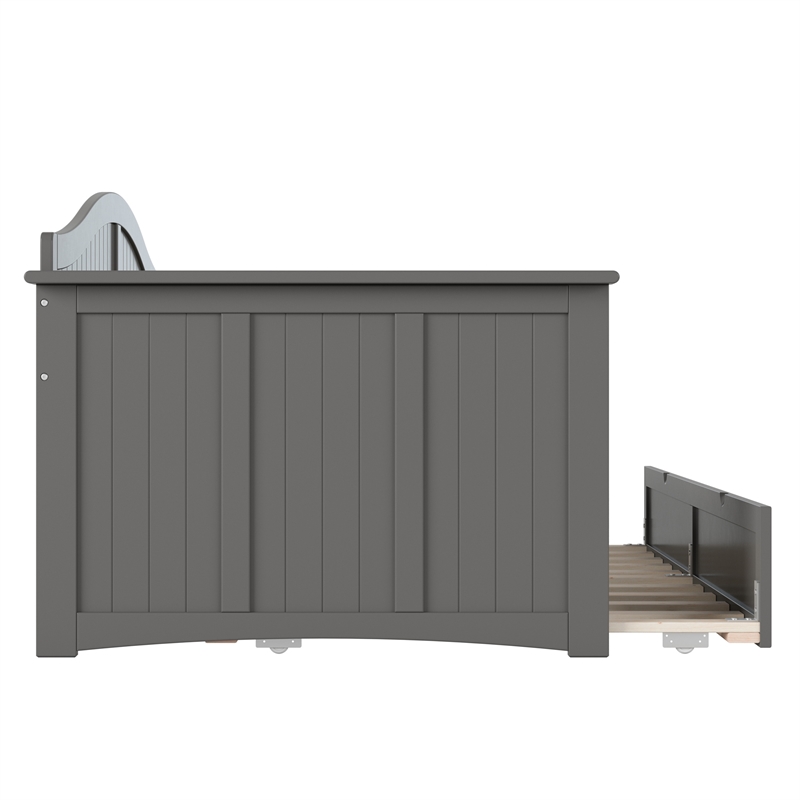 AFI Nantucket Mid-Century Solid Wood Daybed with Twin Trundle in Gray
