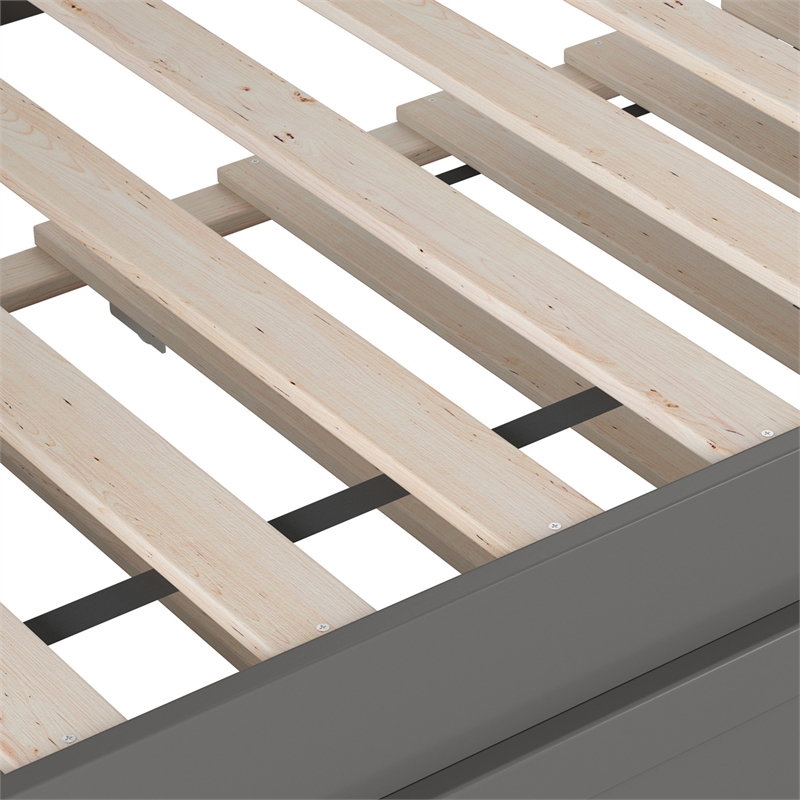 AFI Acadia Mid-Century Solid Wood Twin Daybed with Twin Trundle in Gray