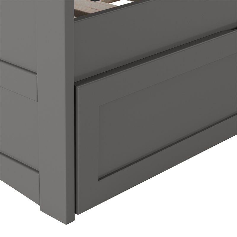 AFI Acadia Mid-Century Solid Wood Twin Daybed with Twin Trundle in Gray