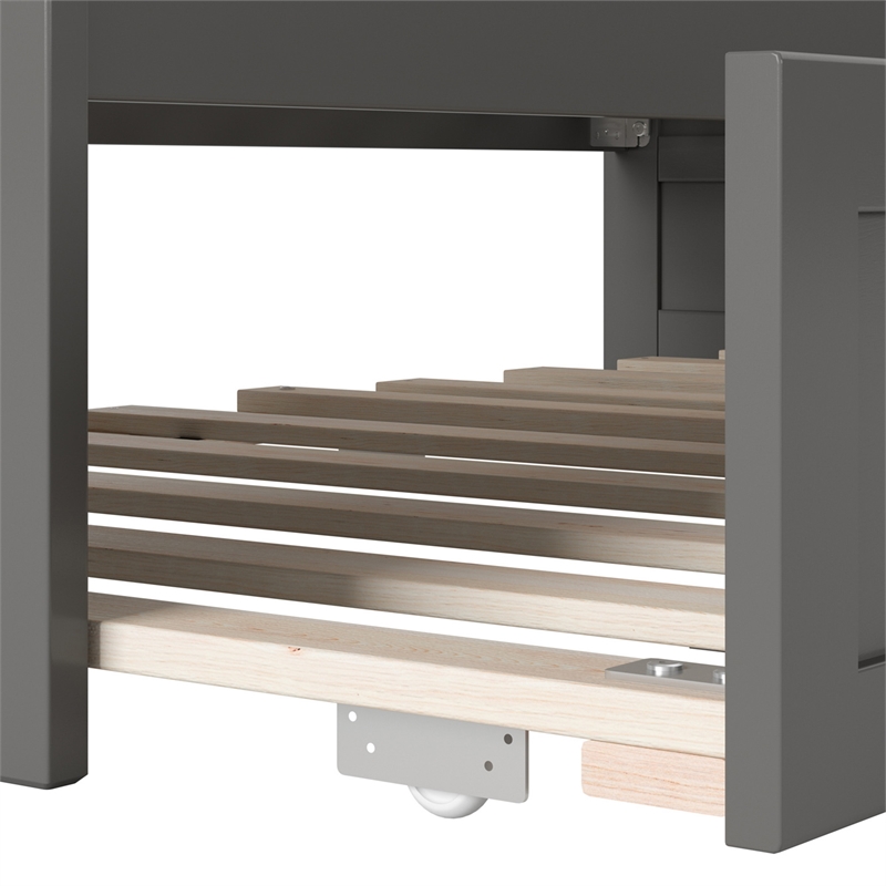 AFI Acadia Mid-Century Solid Wood Twin Daybed with Twin Trundle in Gray