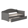 AFI Acadia Mid-Century Solid Wood Twin Daybed with Twin Trundle in Gray
