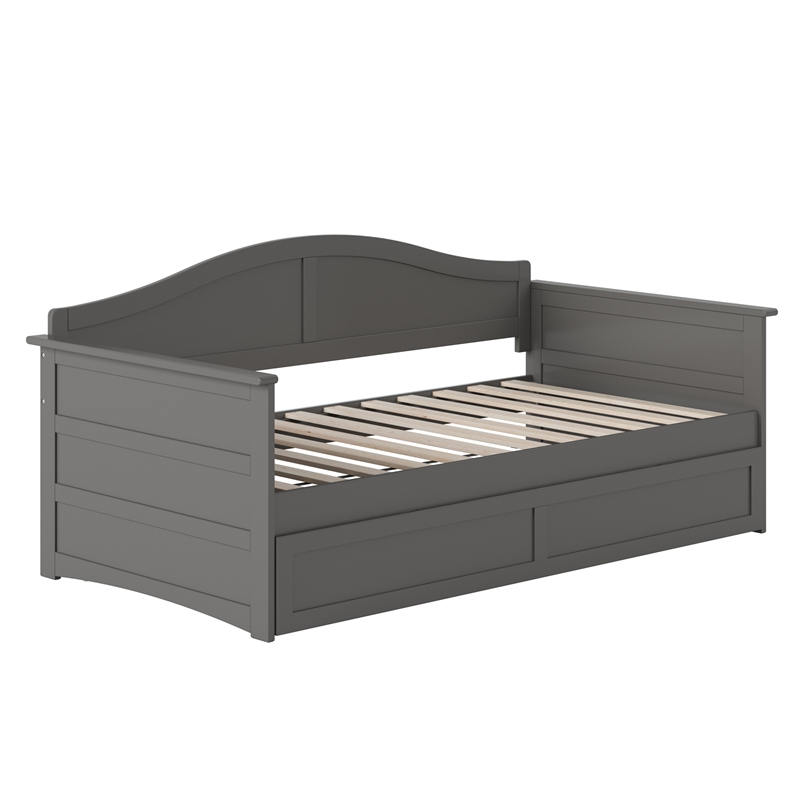AFI Acadia Mid-Century Solid Wood Twin Daybed with Twin Trundle in Gray