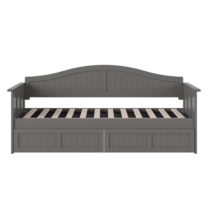 AFI Nantucket Mid-Century Solid Wood Twin Daybed with Set of 2 Drawers in Gray