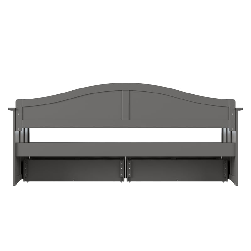 AFI Nantucket Mid-Century Solid Wood Twin Daybed with Set of 2 Drawers in Gray