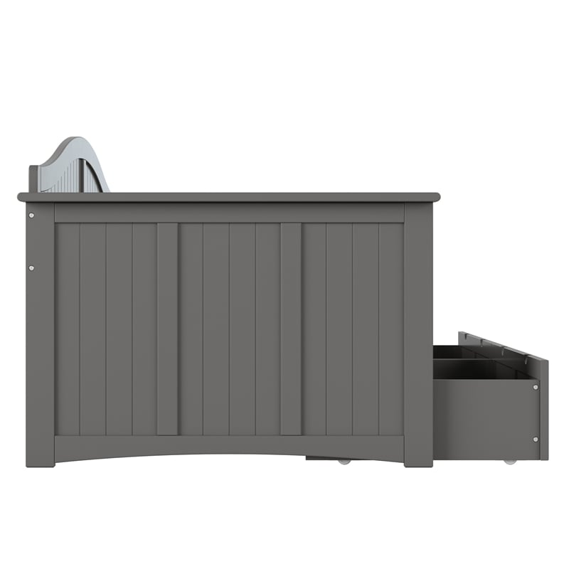 AFI Nantucket Mid-Century Solid Wood Twin Daybed with Set of 2 Drawers in Gray