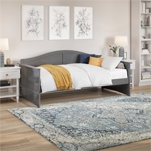 AFI Acadia Mid-Century Solid Wood Twin Daybed with Back Board in Gray
