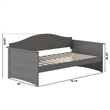 AFI Acadia Mid-Century Solid Wood Twin Daybed with Back Board in Gray