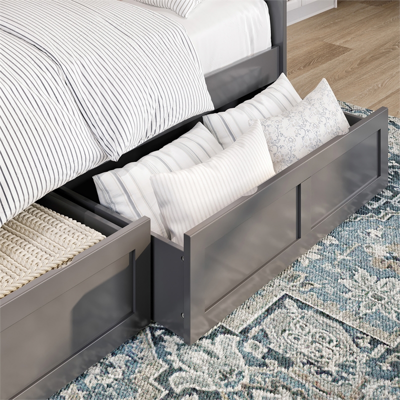 AFI Acadia Mid-Century Solid Wood Twin Daybed with Set of 2 Drawers in Gray