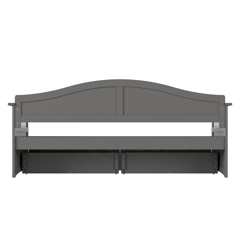AFI Acadia Mid-Century Solid Wood Twin Daybed with Set of 2 Drawers in Gray