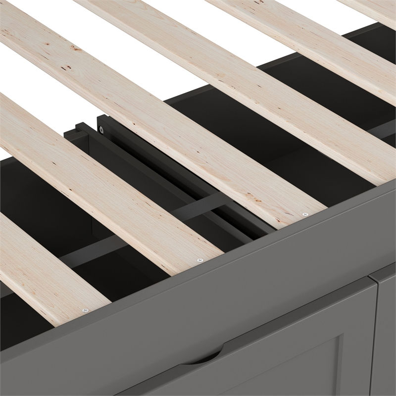 AFI Acadia Mid-Century Solid Wood Twin Daybed with Set of 2 Drawers in Gray