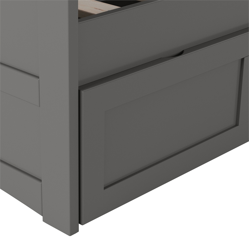 AFI Acadia Mid-Century Solid Wood Twin Daybed with Set of 2 Drawers in Gray