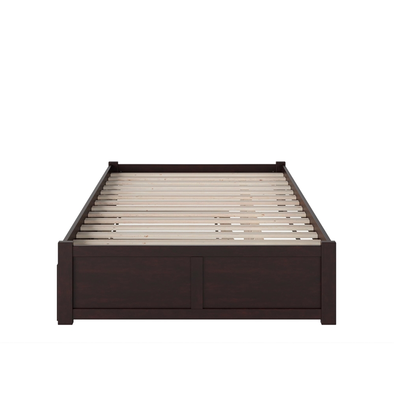 AFI Concord Wood King Platform Bed w/ Footboard and Twin XL Trundle in Espresso