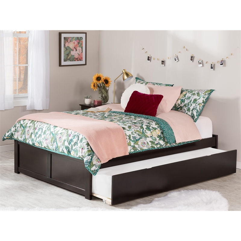 AFI Concord Wood King Platform Bed w/ Footboard and Twin XL Trundle in  Espresso