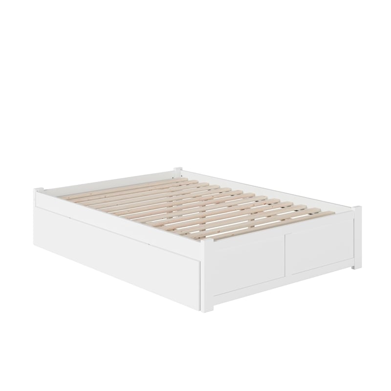 AFI Concord Wood King Platform Bed w/ Footboard and Twin XL Trundle in White