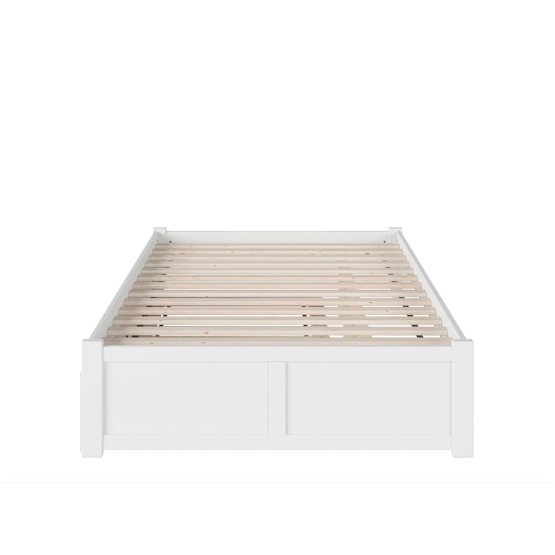 AFI Concord Wood King Platform Bed w/ Footboard and Twin XL Trundle in White