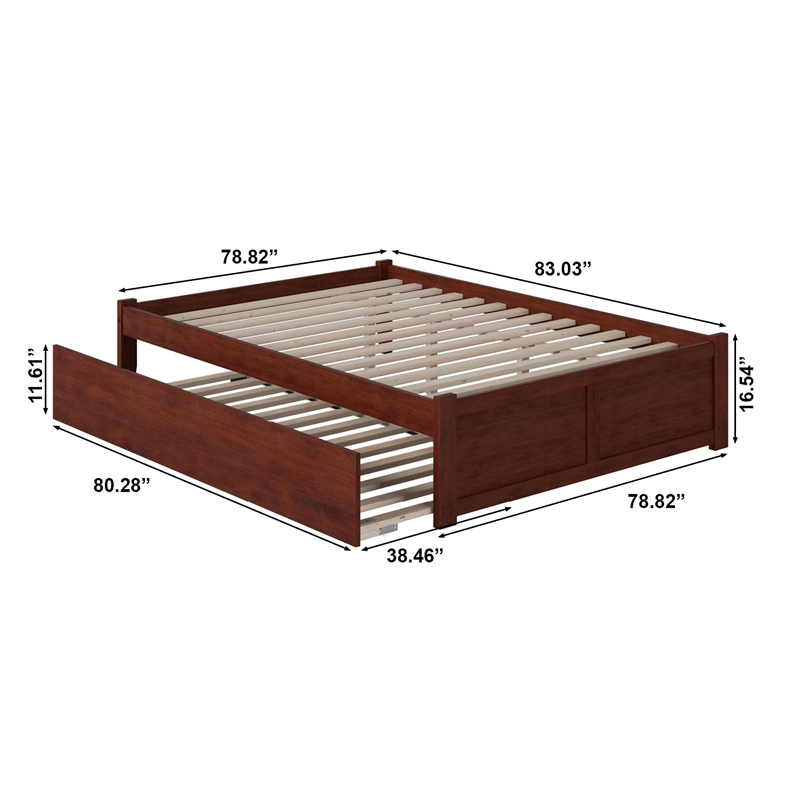 AFI Concord Wood King Platform Bed w/ Footboard and Twin XL Trundle in Walnut
