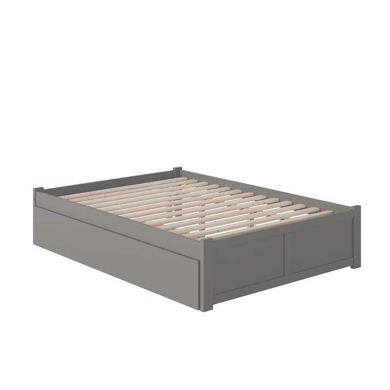 AFI Concord Wood King Platform Bed w/ Footboard and Twin XL Trundle in Gray
