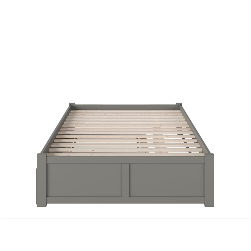 AFI Concord Wood King Platform Bed w/ Footboard and Twin XL Trundle in Gray