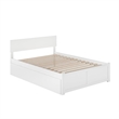 Orlando Wood King Platform Bed with Footboard and Twin XL Trundle in White