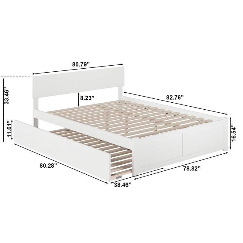 Orlando Wood King Platform Bed with Footboard and Twin XL Trundle in White