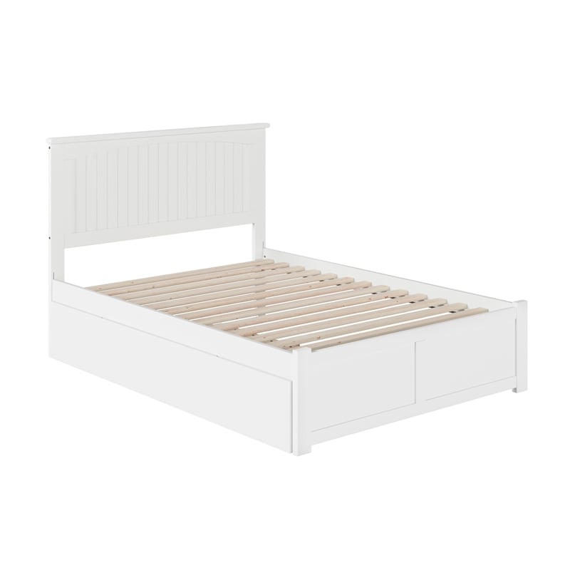 Nantucket Wood King Platform Bed with Footboard and Twin XL Trundle in White