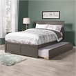 Nantucket Wood King Platform Bed with Footboard and Twin XL Trundle in Grey