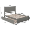 Nantucket Wood King Platform Bed with Footboard and Twin XL Trundle in Grey