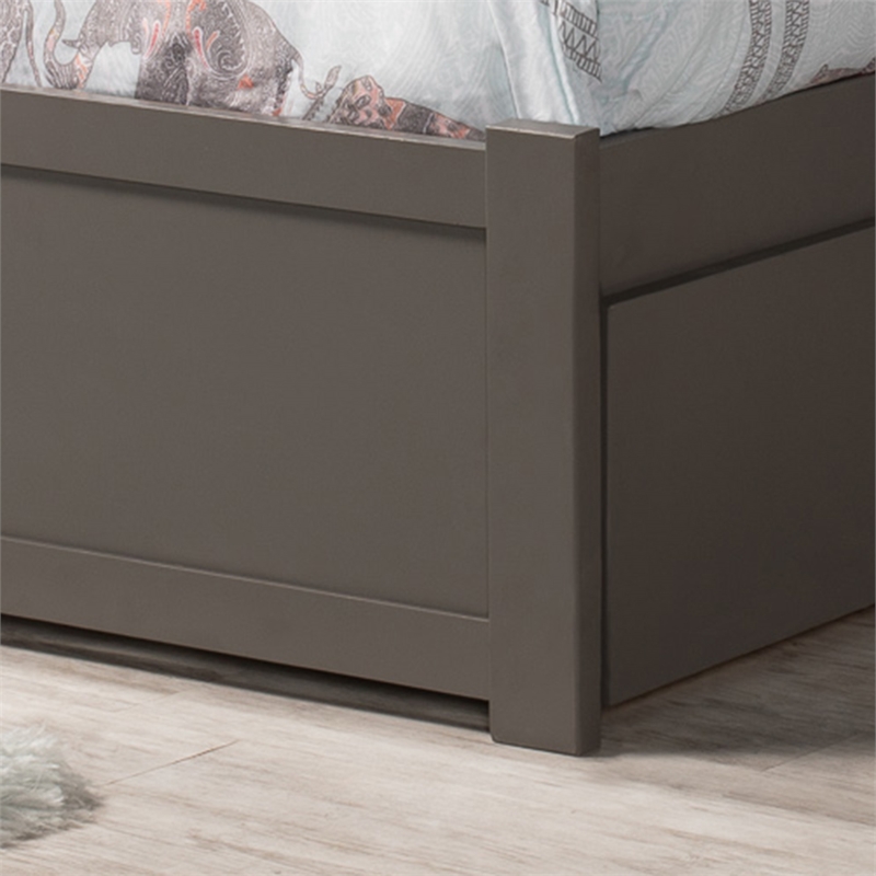 Nantucket Wood King Platform Bed with Footboard and Twin XL Trundle in Grey