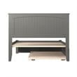 Nantucket Wood King Platform Bed with Footboard and Twin XL Trundle in Grey