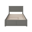 Nantucket Wood King Platform Bed with Footboard and Twin XL Trundle in Grey