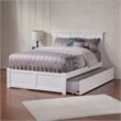 Madison Solid Wood King Platform Bed with Footboard and Twin XL Trundle in White