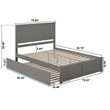Madison Solid Wood King Platform Bed with Footboard and Twin XL Trundle in Grey