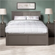 Madison Solid Wood King Platform Bed with Footboard and Twin XL Trundle in Grey