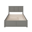 Madison Solid Wood King Platform Bed with Footboard and Twin XL Trundle in Grey