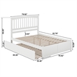 Mission Solid Wood King Platform Bed with Footboard and Twin XL Trundle in White