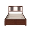 Mission Wood King Platform Bed with Footboard and Twin XL Trundle in Walnut