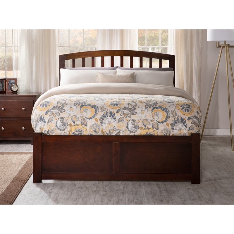 AFI Richmond Wood King Platform Bed with Footboard and Twin XL Trundle in Walnut