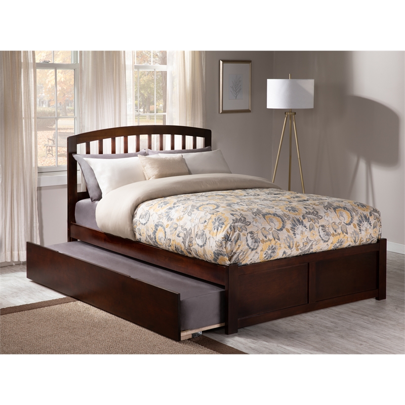 AFI Richmond Wood King Platform Bed with Footboard and Twin XL Trundle in Walnut