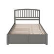 Richmond Solid Wood King Platform Bed with Footboard and Twin XL Trundle in Grey