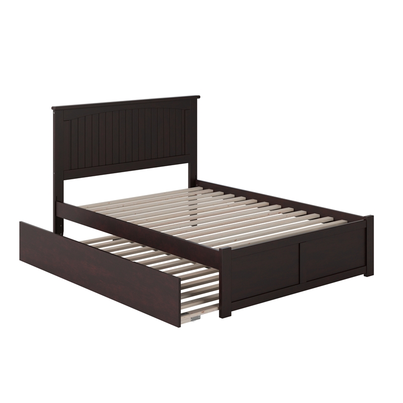 Nantucket Wood King Platform Bed with Footboard & Twin XL Trundle Espresso