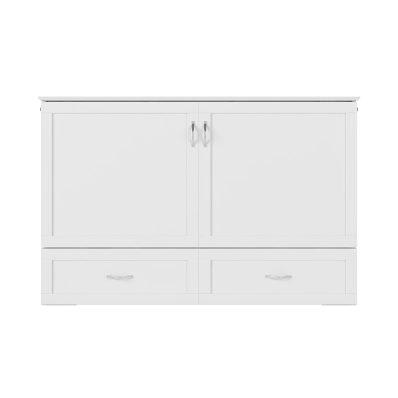 AFI Raleigh Modern Queen Solid Wood Murphy Bed Chest with Mattress in White