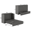 AFI Raleigh Modern Queen Solid Wood Murphy Bed Chest with Mattress in Gray