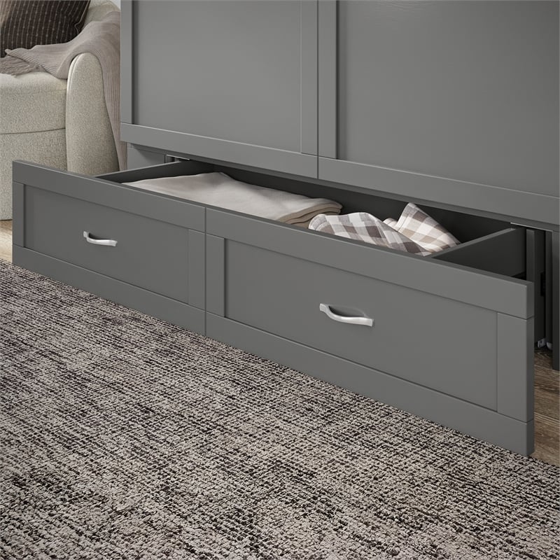 AFI Raleigh Modern Queen Solid Wood Murphy Bed Chest with Mattress in Gray