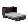 AFI Chelsea Queen Solid Wood Murphy Bed Chest with Mattress in Espresso