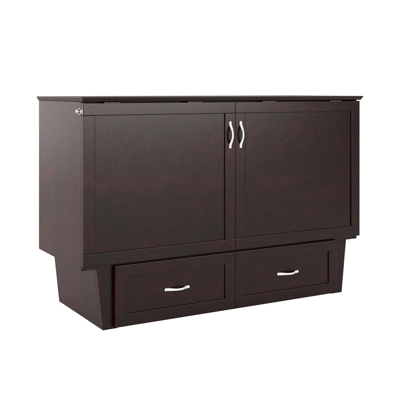 AFI Chelsea Queen Solid Wood Murphy Bed Chest with Mattress in Espresso