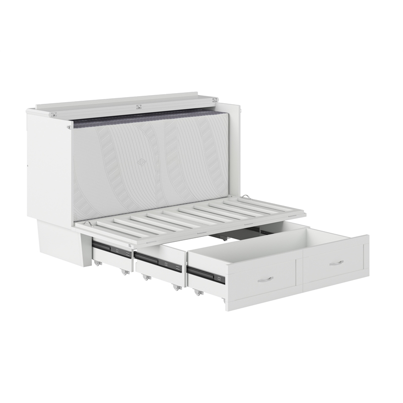 AFI Chelsea Queen Solid Wood Murphy Bed Chest with Mattress in White