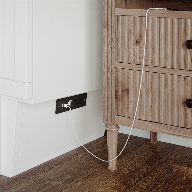 AFI Chelsea Queen Solid Wood Murphy Bed Chest with Mattress in White